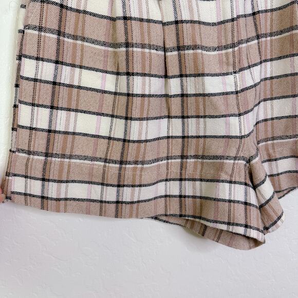 Preppy Plaid Twee Academia Old Money Pleated Cotton Shorts Brown size 8 NWT - Picture 5 of 10